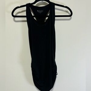 Athleta Women's Encore Tank Sz S Black Side Scrunch Ties Racerback Low Impact